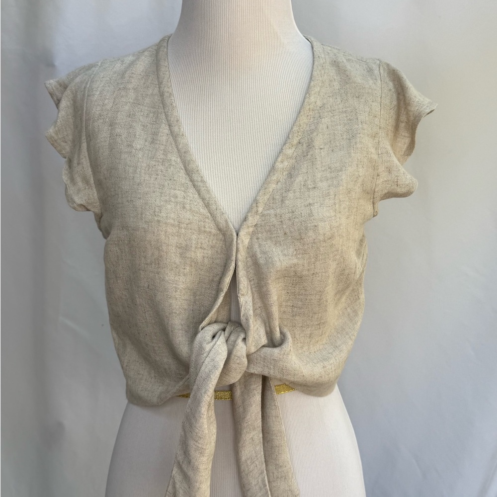 Abercrombie & Fitch Beige Tie-Front Women Top